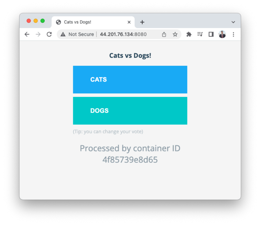 Screenshot illustrating Let’s open the website via the port 8080 on your browser: