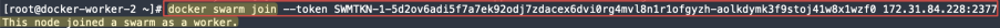 Screenshot illustrating docker swarm join --token <long-token-string> (2 of 2)