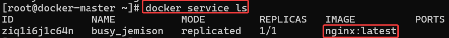 Screenshot illustrating docker service ls
