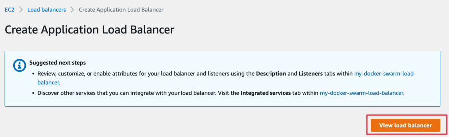 Screenshot illustrating View your balancer after creating it: